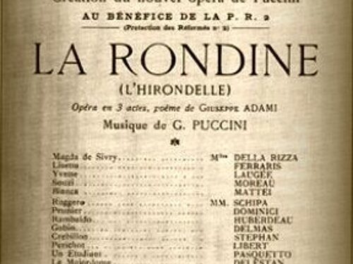DIRETTA – Tutto nel Mondo è Burla Stasera all’Opera – G. Puccini “La Rondine”