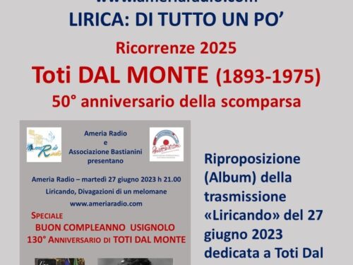 LIRICA DI TUTTO UN PO’ – Toti dal Monte nel 50° della sua scomparsa